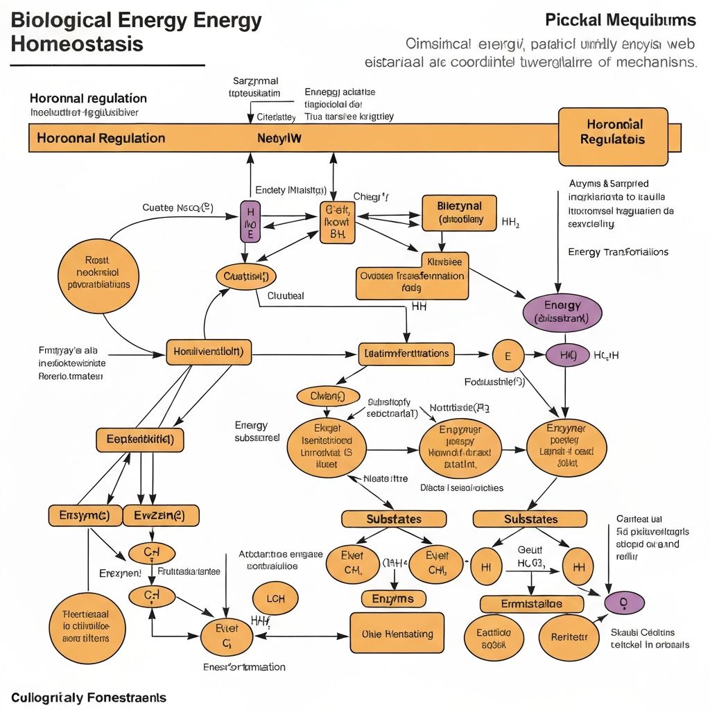 Scientific diagram showing energy homeostasis mechanisms